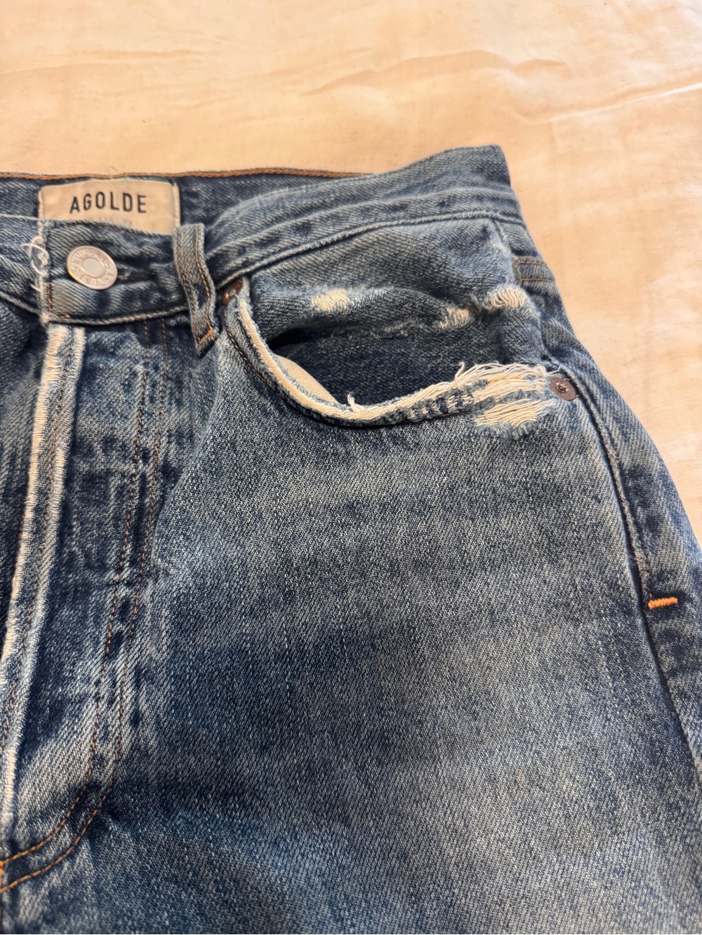 Agolde Women's “Riley” Blue Cropped Jeans